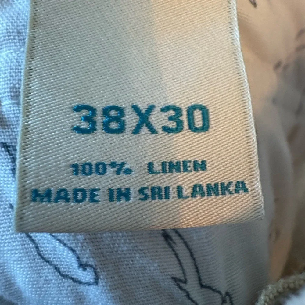 Caribbean Mens 100% Linen Cargo Pants Size 38 Preppy Beachy Coastal Resort